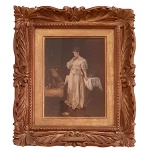 GIOVANNI GIANI (Turim, 1866 - 1936 ) - Retrato de Moça. Óleo s/ madeira. Ass. cid. 18 x 13.5 cm (MI). 26 x 30 cm (MT). Moldura com 3 pontinhas danificadas. Pintor , medalhista e gravador italiano. filho do pintor Giuseppe Giani , que o introduziu no estudo da pintura desde muito jovem, e de Giuseppina Giani, homônima, mas não parente de Giuseppe. De 1881 a 1886 frequentou a Academia Albertina , onde o seu pai lecionava, seguindo o curso de desenho de figuras de Enrico Gamba e o curso de pintura de Andrea Gastaldi . Apesar desta formação, que está intimamente ligada à pintura académica e histórica, desde as suas primeiras obras podemos constatar a adesão de Giani ao movimento realista, que caracterizará grande parte da sua produção. Ao longo da década de noventa, Giani dedicou-se principalmente ao estudo da paisagem e das populações do Val d'Intelvi , local de origem do seu pai, da zona de Biella e do Vale d'Aosta. Nos últimos anos do século XIX trabalhou como medalhista e gravador, criando inúmeras medalhas para os mais díspares clientes e eventos, incluindo a Exposição Internacional de Belas Artes de 1883 e o Reino de Itália, para as quais criou inúmeras condecorações militares e medalhas comemorativas, algumas das quais estão hoje expostas na Medagliere do Museu Nacional Romano nas Termas de Diocleciano.