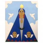 ANTÔNIO MAIA (Carmópolis, SE, 1928 - Rio de Janeiro, 2008) - Nossa Senhora. Tinta Acrilica s/ tela. 76 x 59 cm. Obra sem moldura. Pintor, desenhista, gravador e ilustrador. Vive a infância no interior sergipano, o que contribui para o desenvolvimento de uma temática sua ligada a religiosidade popular do nordeste.
