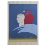 ANTÔNIO MAIA (Carmópolis, SE, 1928 - Rio de Janeiro, 2008)  Ex Voto com Pássaro Vermelho. Litografia. Tiragem 43/100. Ass. 70 x 50 cm. Obra sem moldura. Pintor, desenhista, gravador e ilustrador. Vive a infância no interior sergipano, o que contribui para o desenvolvimento de uma temática sua ligada a religiosidade popular do nordeste.