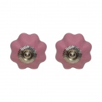 Conjunto de 4 puxadores de gaveta em vidro opalina rosa. 5 x 5 cm,