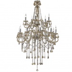 Lustre para 15 lâmpadas com estrutura em ferro e cristal cognac. 155 x 95 cm. Para a retirada desse lustre se faz necessário aguardar o prazo de 5 dias úteis, com agendamento prévio em nosso escritório, no telefone: 11.5044.1228