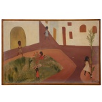 L. CALENDA  Pracinha, Rio 1964. Óleo s/ tela. Ass. cid e verso. Titulado e datado. 50 x 72 cm (MI). 52 x 75 cm (ME).