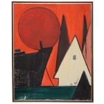 Assinatura não Identificada  Composição Vermelha. Acrilica s/ tela. Ass. e datado 84, cid. 101 x 81 cm (MI). 104 x 84 cm (ME).