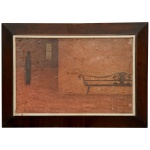 LULA CARDOSO AYRES (LUIZ GONZAGA CARDOSO AYRES - Recife, Pernambuco, 1910  Idem, 1987)  Interior de Capela. Óleo s/ Eucatex. Ass. e datado 1970, cid. 30 x 43 cm (MI). 40 x 53 cm (ME). Pintor, fotógrafo, desenhista, ilustrador, muralista, cenógrafo. A obra de Lula Cardoso Ayres é marcada pela versatilidade pictórica e de linguagens. Tem destaque nessa produção a preocupação com os temas sociais e populares. https://enciclopedia.itaucultural.org.br/pessoas/3400-lula-cardoso-ayres