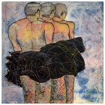 ODAMAR VERSOLATTO  Figuras. Óleo s/ tela. Ass. e datado 97, cid. 144 x 144 cm. No verso selo da Galeria Ruy Santana. Artista plástico. Obra catalogada e exposta na Galeria Rui Santanna. Este lote encontra-se no Jardim Paulista, SP. Retirada com agendamento antecipado em nosso Escritório do Leilão  11.5044.1228.