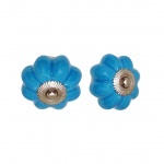 Conjunto de 4 puxadores de gaveta em vidro opalina azul. 5 x 5 cm,