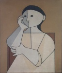 MILTON DACOSTA "Figura" O.s.t . Assinada e datada de 1959 no verso. Mede: 35 x 20 cm