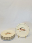 JOGO COM 6 PRATOS RASOS PARA CHURRASCO EM CERÂMICA SCHMIDT RESISTENTE AO FORNO DE MICROONDAS. MEDIDA: 25 CM D