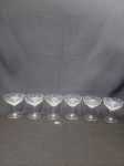 JOGO COM 6 TAÇAS ABERTAS EM CRISTAL COM LAPIDAÇÃO LOSANGO.MEDIDA:  9,5 CM D X 11 CM DE ALTURA