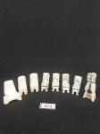 LIMOGES- 8  MINIATURAS  EM PORCELANA LIMOGES FRANCE SENDO 6 CADEIRAS, 1 POLTRONA E 1 RELOGIO COM DETALHE DOURADO, APRESENTA DESGASTE NO DOURADO. MEDIDA: MAIOR RELÓGIO 4 CM, MENOR CADEIRAS 2,5 CM DE ALTURA
