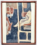 FERNANDO VILELA - Raríssima e linda pintura finamente executada em técnica mista sobre cartão, representando bela cena abstrata rica em movimentos e coloração. Assinada e datada de 1994 no C.I.D. Mede 30,0 x 48,0 cm. Enquadrada em moldura de madeira da época medindo 41,5 x 51,5 cm. Bom estado de conservação. NOTA SOBRE O ARTISTA: Fernando Vilela (São Paulo, 1973) é um artista plástico, escritor, ilustrador e professor de artes brasileiro1. Casado com a também escritora e artista plástica Stela Barbieri. Trabalha com gravura, pintura e fotografia, e expõe com freqüência seus trabalhos de arte no Brasil e no exterior. Participou de importantes mostras no Brasil e na Bélgica, França, Estados Unidos e México. É graduado em Artes Plásticas pela UNICAMP e mestre pela ECA-USP. No ano de 2013 o MoMA comprou duas séries de gravuras do artista para incorporá-las ao acervo de seu Departamento de Gravuras e Livros Ilustrados.2 3.Já ilustrou mais de 60 livros para crianças e jovens para editoras brasileiras e estrangeiras dentre os quais treze são de sua autoria. Em 2004 recebeu o prêmio Ilustrador Revelação da FNLIJ por Ivan filho-de-boi (Cosac & Naify). E em 2006 ilustrou o primeiro livro de sua autoria Lampião & Lancelote (Cosac Naify, 2006) que recebeu dois Prêmio Jabuti de Literatura, a Menção Novos Horizontes do Prêmio Internacional do Salão Jovem de Bolonha em 2007 e foi incluido no catálogo White Ravens da Biblioteca Internacional de Munique. Dentre os livros escritos e ilustrados por ele destacam-se: A Toalha Vermelha (Brinque Book, 2007), Le Chemin (Autrement, 2006, França), Comilança (DCL, 2008) e Seringal (Scipione, 2010). Dos livros que ilustrou destacam-se A menina do fio (2006) e bumba meu boi (2007), escritos por Stela Barbieri, publicados pela editora WMF Martins Fontes, Los espejos de Anaclara. Mercedes Calvo  Fondo de Cultura Econômica, 2009 (México), The Great Snake. Sean Taylor  Frances Lincoln (Inglaterra), Arroz con Leche. Jorge Argueta  Groundwood, 2010 (Canadá).