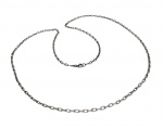 BELÍSSIMA CORRENTE EM PRATA DE LEI TEOR 925, CLÁSSICA MALHA CARTIER COM FEITIO DE EXCEPCIONAL OURIVESARIA, RICA EM DETALHES E DE FINO ACABAMENTO. ÓTIMO ESTADO DE CONSERVAÇÃO. MEDE 76 CM DE COMPRIMENTO.