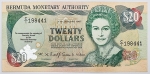 Numismática, Bermuda. Cédula de 20 Dólares, 1997. Comemorativa da abertura do Burnaby House pela Aut