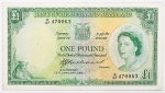 Numismática, Rodésia e Niassalândia. Cédula de 1 Libra 1961. Pick P-21b.21