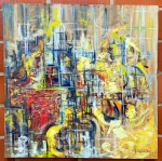 QUADRO - VICENZO GIORGI (1947) - Tela - OST - Abstrato, cores vibrantes. Assinado. Med. 100x100 cm.