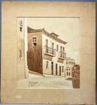 QUADRO - MANOEL PARAGUASSU (1896 - 1957) - Aquarela sobre cartão, representando fachadas de casarios. Assinada. Med. 37x33 cm e 53x49 cm. Desgastes.