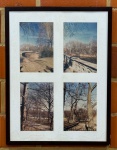 QUADRO - Belo quadro com 4 fotografias de Nova Iorque, década de 90 - Emoldurado e envidraçado. Paspatour manchado. Med. 82x63 cm.