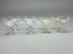 DEMI CRISTAL - Conjunto de 8 taças, diversas em demi cristal lisas. Bicados.