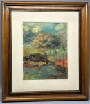 QUADRO - REINA - Paisage na la tarde - OST, assinado frente e verso. Med. 25x30 cm e 50x45 cm.