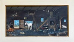 ALFANO DARDARI (1924 - 1988) ESCOLA ITALIANA - "INTERIOR DE CELEIRO" Pintura com técnica de TROMPE-L´OEIL, o.s.e., assinad frente e verso o e datado 1985. Alfano Alfredo Dardari foi um importante e popular pintor italiano que se descatou no mercado utlizando a técnica de perspectiva Trompe-l'il . Em 1979, ele recebeu o Golden Brush Award. Seus trabalhos são muito apreciados nos Estados Unidos e atingem altas cotações. Med. 40x78 cm e moldura 67x107 cm.