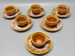 CERÂMICA - Conjunto de 6 xícaras de café confeccionadas em cerâmica vitrificada com belissima decoração.
