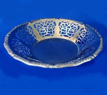 WOLF - Centro de mesa em aço inox, estilo renda portuguesa. Mede 5 cm de altura e 28 cm de diâmetro. Anos 80.