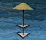 DESIGN -  Espetacular este móvel, mesa de apoio para canto, com luminária acoplada. Madeira de lei e mármore são os elementos desta peça que conta com linda cúpula triangular, como o móvel, revestida em tecido. Mede:  1,30 x 0,60 x 0,60 m. Retirada em Teresópolis - Vale Alpino.