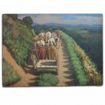 LUIZ A. FIORE - Óleo sobre eucatex - "Carro de boi", sem moldura. Assinatura CID, sem data. 30 x 40 cm.