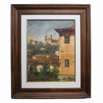 NELSON PEREIRA - Óleo sobre tela, "Igreja da Matriz" - Ouro Preto, sem data. Assinatura CID. 52 x 44 cm.
