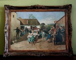 ANTIGUIDADE - Lindíssima obra, OST, emoldurada, atribuída ao pintor alemão Hans von Hamn, retratando cena campestre. A moldura com ornamentos em relevo e tratamento da época.  Hamn foi ativo e reconhecido no final do século XIX, quando ficou conceituado por pinturas do gênero com cenas rurais. Mede 64 x 90 cm.