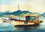 PINTURA - "Marina com Traineira em Mangaratiba - OST, assinado CID, J. Coelho - Rio de Janeiro, 1989.  Medidas com moldura: 70 x 57 cm.