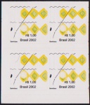 Brasil 2002 - Selo regular Berimbau em quadra nova sem carimbo autocolante com variedade de falta de impressão da cor magenta!