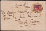 Brasil 1934 - Envelope circulado no Rio de Janeiro com porte de 200 réis formado por 2 selos Vovó Bissetados de 200 réis violeta e outro vermelho, Fé e Energia, obliterados com circular da Sucursal do Distrito Federal - Manhã. Envelope bastante raro e efetivamente circulado!