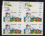 Brasil 1981 - Escotismo, série completa em quadras sem carimbo com goma perfeita e integral!