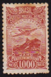 Brasil - Selo aéreo 1.000 réis castanho pálido sem carimbo com goma na rara denteação 11. Catálogo RHM A-21Aa. Valor de catálogo em R$ 700,00!