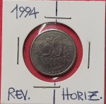 Moeda- Brasil - Valor de 50 centavos ano de 1994 !! Reverso horizontal !!dificil de aparecer !!