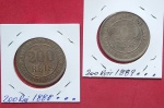 2 moeda/ Brasil - valor de 200 Réis ano de 1888 1 1889 desenho do Imperio , material niquel !!