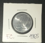 Moeda - Brasil M>M> , valor de 20 cruzeiros do ano de 1965 !! Flor de cunho !! alto valor de mercado !! muito dificil de aparacer em Flor de cunho  !!