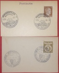 Filatelia, 2 selos Alemanha datado da 2 guerra mundial 1942 e 1944+ com  carimbos de postagem!!! sendo um deles com imagem de hitler !! acervo de colecionador !!