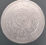 Moeda - Brasil - tempo do Imperio valor de 200 reis !! ano de 1884 !! MBC ++++ , neste estado valor de mercado cerca de 50,00 Reais !!