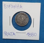 Moeda de Prata !!! Espanha !!! Valor de 50 cents !!! Raridade ano de 1880 !!! 140 anos de existencia !!!