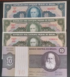 4 Cedulas - Brasil !! valores diferentes de épocas financeiras diferentes !! todas Flor de  Estampa !!