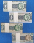 4 Cedula  / brasil - 1 cruzeiros decada de 1970 !! Todas as Assinaturas existentes !! diferentes !! Soberbas e MBC !! 