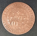 Moeda - Brasil - valor de 80 reis com carimbo de 40 Reis ano de 1832 R !! material cobre !! tempo do Imperio !! data muito legivel !!