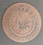 Moeda - Brasil - valor de XX Reis ano de 1784 !! com carimbo de escudete !! material cobre !!valor estimado e catalog = 300,00 Reais