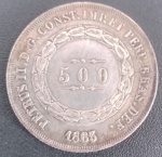Moeda - Brasil !! tempo Imperio valor de 500 reis !! material prata !! ano de impressão 1863 !! grande valor de mercado !!
