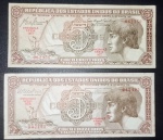 2 Cedulas- Brasil - valor de 5 cruzeiros Indio !! serie 007 - MBC e serie 078 Flor de estampa !! valores de mercado somatório = 45,00 reais