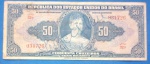Cedula /Brasil - valor de  50 Cruzeiros Azul Autografada !!! serie 32A !! circulação de 1943 até 1960 !!! catalogo marca MBC = 100,00 R$ !!