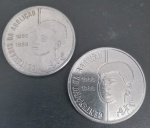 Moeda - Brasil !! 2 peças Comemorativas AXÉ !! mãe e filho !! valor de 100 cruzados !1 ano de 1988 !!