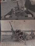 Militaria !! 2 Fotos de montagem de metralhadora do tipo ante aérea !! da segunda guerra mundial !! fotos com carimbo de comprovação para autenticidade  !! acervo de colecionador !! tamanho de 23cm x 17cm , preto e branco !!